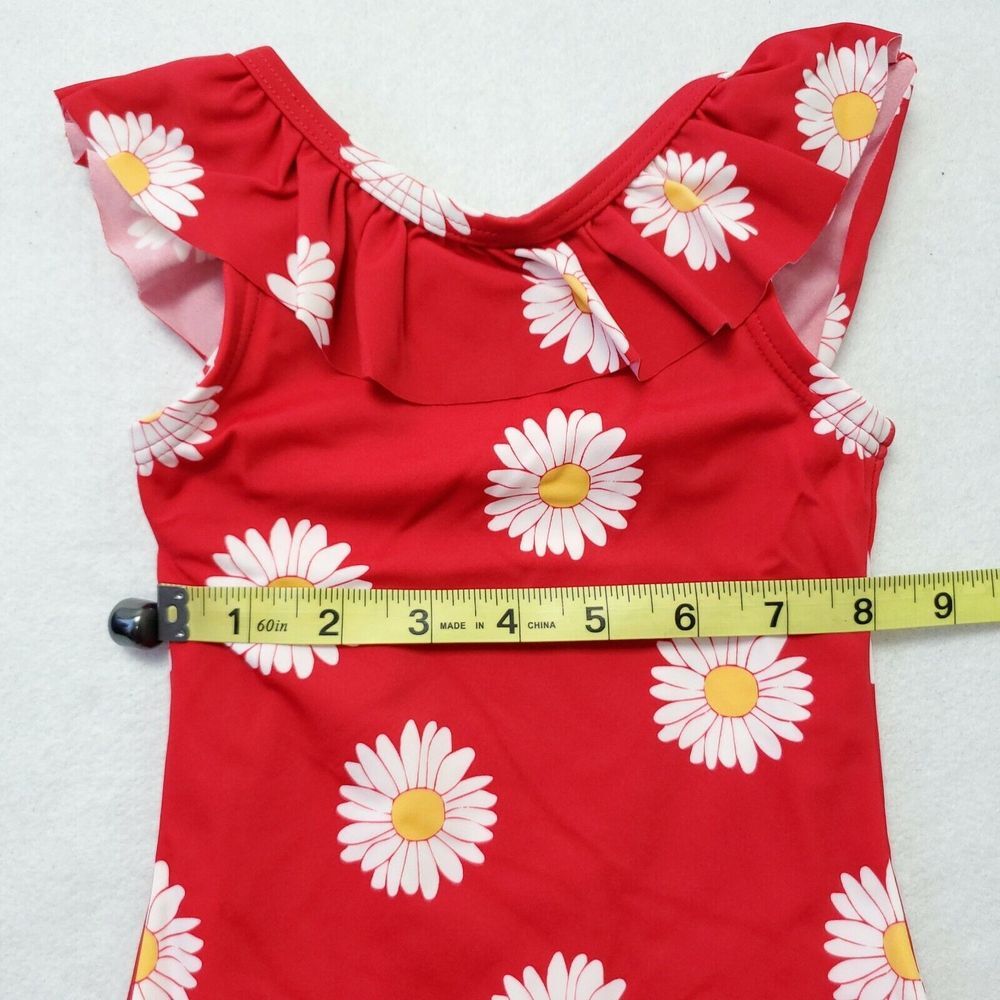 Hanna Andersson Sunblock Swimsuit Sz 2T Red Floral Ruffle One‎ Piece 85 CM - Picture 5 of 9